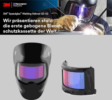 Automatik-Schweißmaske Speedglas G5-02 mit gebogener Blendschutzkassette liefert Krahn, Bremen